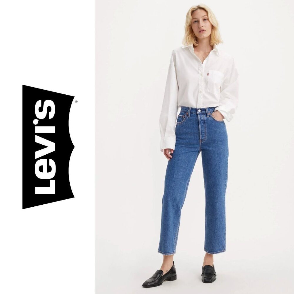 Levi's Straight Ankle Ribcage Jeans | 25 x 28 | Medium Blue
